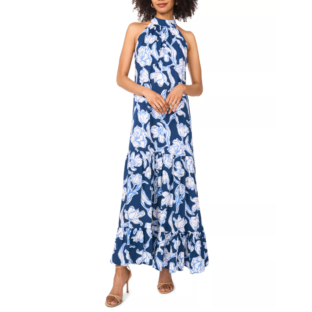 Vince Camuto Blue and White Floral Maxi Dress